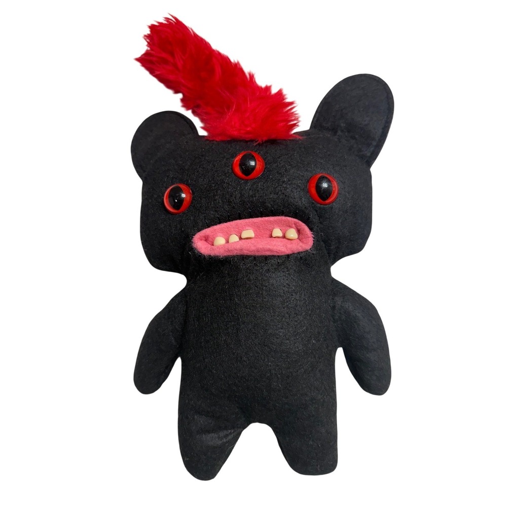 Fuggler ZURU Monster Plush Black EUC 3‎ Eyes Mohawk 8" Collectible NO Tag! Rare!